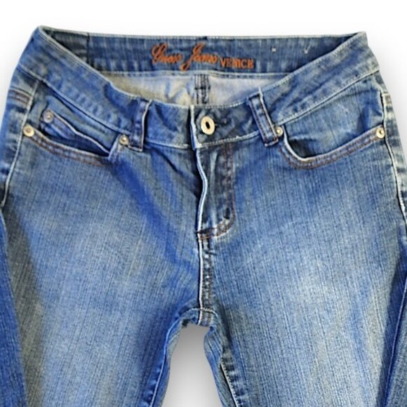 GUESS  Venice Flare Jeans Women 24 W x 31 L- Low Rise Retro Boot Cut Blue Denim - Picture 3 of 13